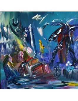 tableau abstrait panoramique bleu