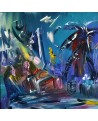 tableau abstrait panoramique bleu