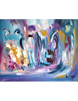 Tourbillon voluptueux - tableau abstrait bleu