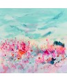 tableau abstrait bleu rose rouge coloré moderne