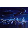 tableau abstrait bleu nuit
