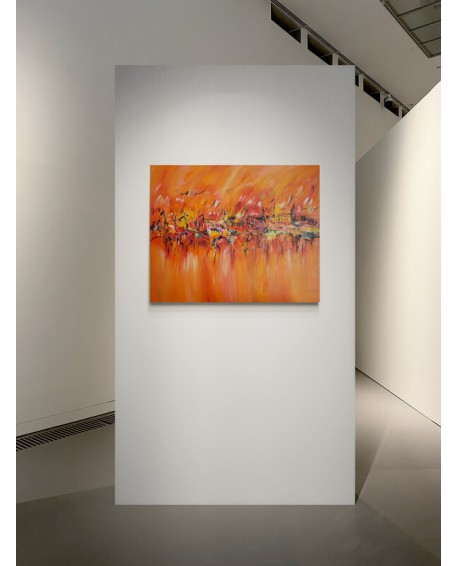 tableau orange moderne artiste