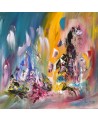 Le chat attend - peinture multicolore