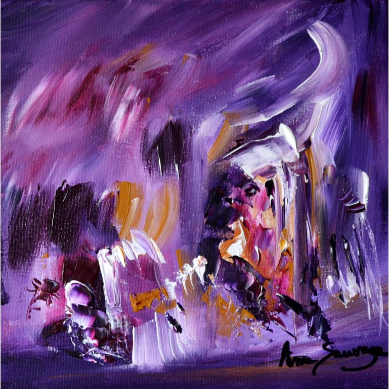 Nuit de rêve - Tableau abstrait violet