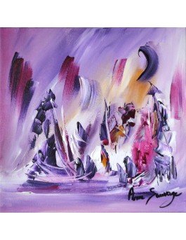 La porte de la réalité - tableau abstrait violet