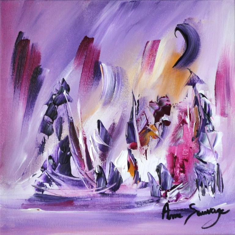 La porte de la réalité - tableau abstrait violet
