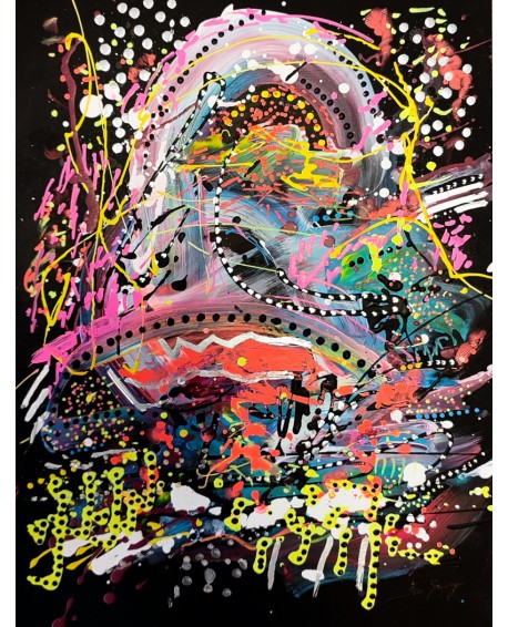 tableau abstrait vertical et flashy