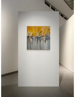 tableau moderne gris et jaune