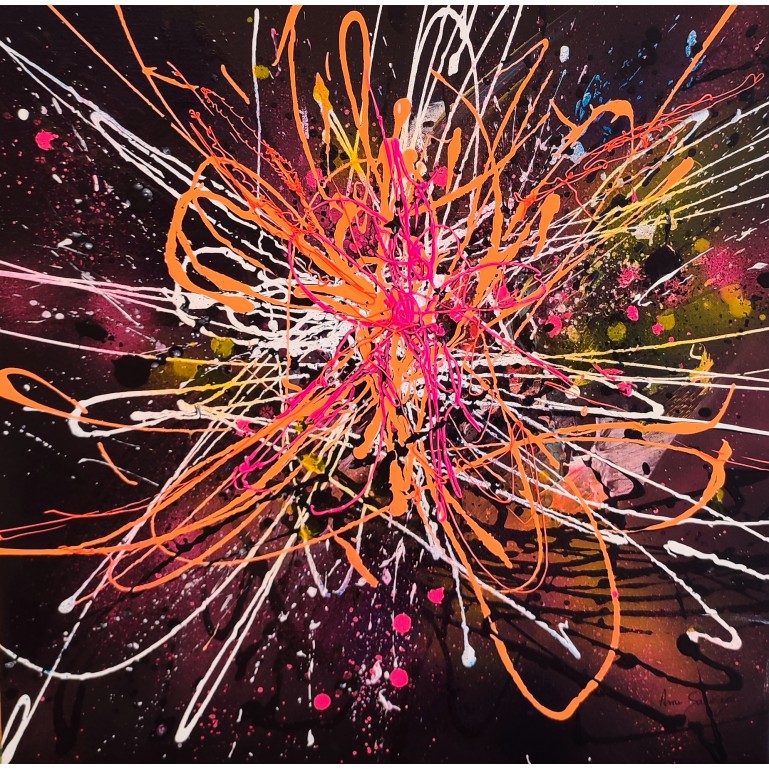 tableau abstrait flashy design avec reliefs multicolore