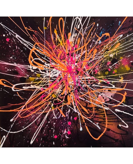 tableau abstrait flashy design avec reliefs multicolore