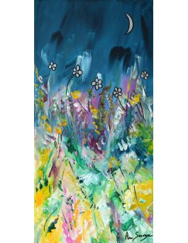 Tableau abstrait vertical de fleurs