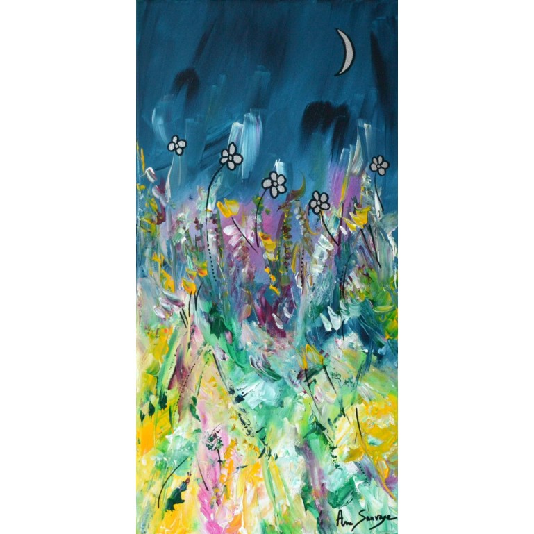 Tableau abstrait vertical de fleurs