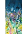 Tableau abstrait vertical de fleurs