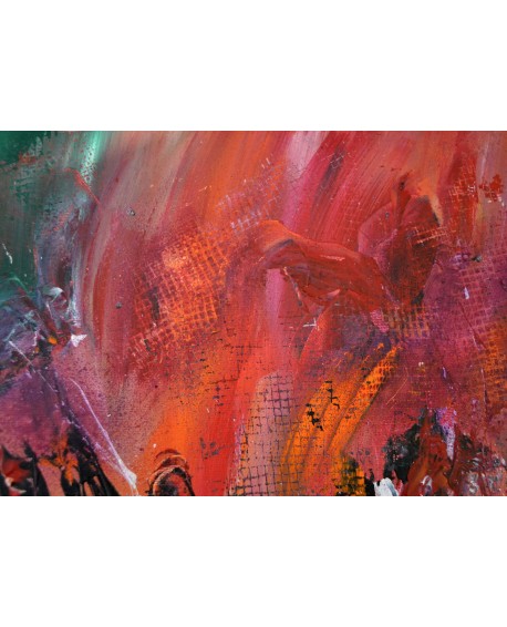 Feu maritime - Tableau abstrait rouge orange