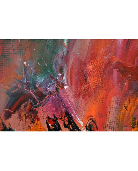 Feu maritime - Tableau abstrait rouge orange