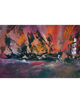 Feu maritime - Tableau abstrait rouge orange