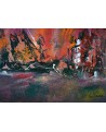 Feu maritime - Tableau abstrait rouge orange