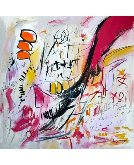 tableau abstrait rouge jaune orange