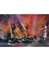 Feu maritime - Tableau abstrait rouge orange