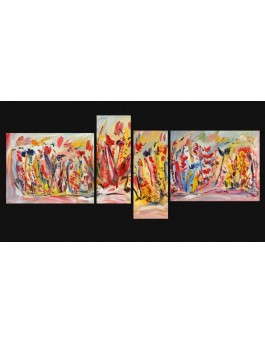 Quadriptyque Oiseaux et fleurs