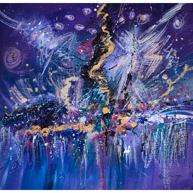 tableau abstrait violet moderne