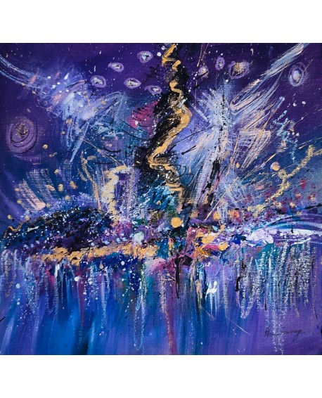 tableau abstrait violet moderne