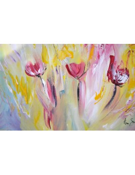 L'oiseau papillon - Peinture de fleurs abstraites