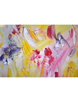 L'oiseau papillon - Peinture de fleurs abstraites