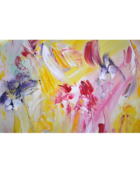 L'oiseau papillon - Peinture de fleurs abstraites