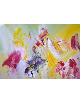 L'oiseau papillon - Peinture de fleurs abstraites