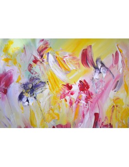 L'oiseau papillon - Peinture de fleurs abstraites