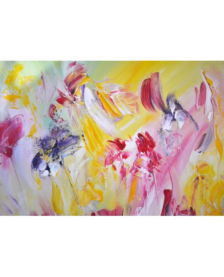 L'oiseau papillon - Peinture de fleurs abstraites
