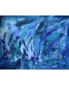 Tableau abstrait bleu 40 x 50 cm