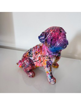sculpture bouledogue colorée
