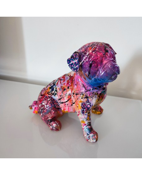 sculpture bouledogue colorée