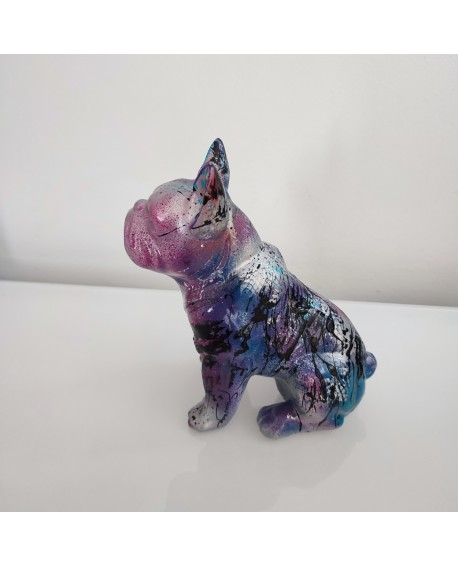 statue pop art colorée résine bouledogue