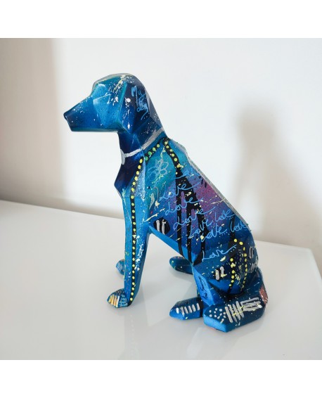 sculpture chien pop art bleu