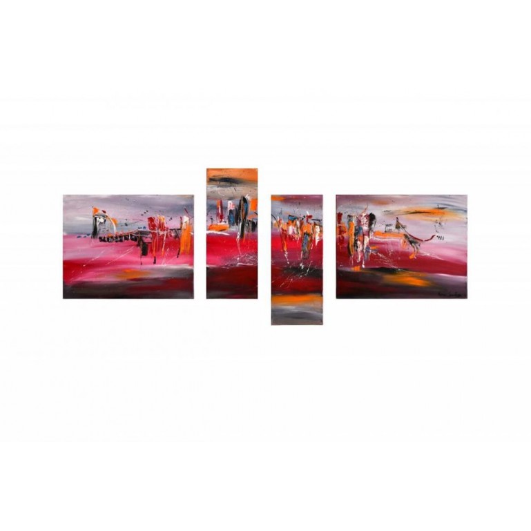 peinture abstraite contemporaine quadriptyque Les tours explosives