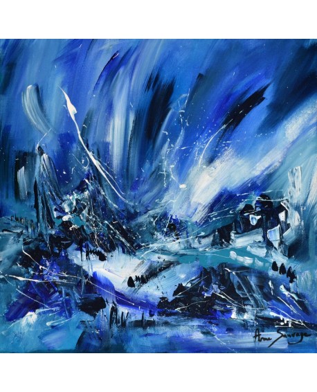 Tableau abstrait contemporain bleu