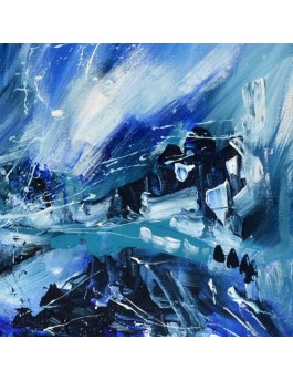 Tableau abstrait contemporain bleu