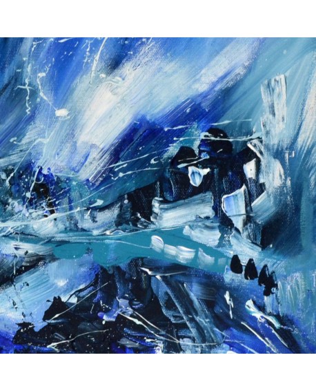 Tableau abstrait contemporain bleu