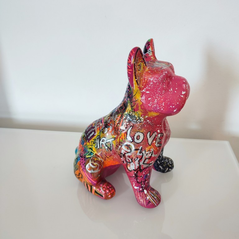 statue bouledogue multicolore