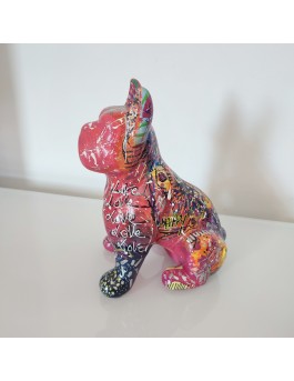 statue bouledogue multicolore céramique