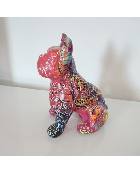 statue bouledogue multicolore céramique
