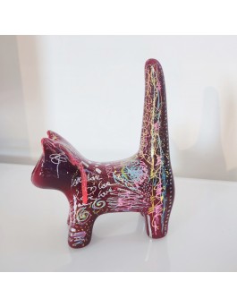 sculpture chat rouge céramique