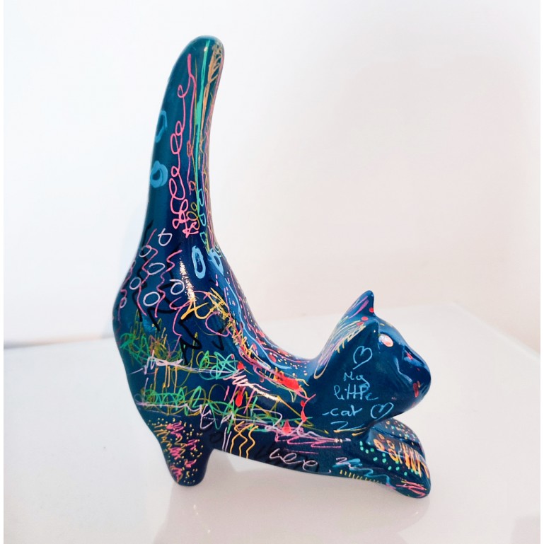 statuette chat bleu