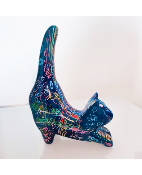 statuette chat bleu