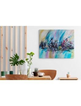 grand tableau abstrait coloré moderne