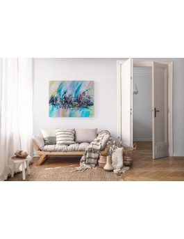 tableau abstrait coloré grand format