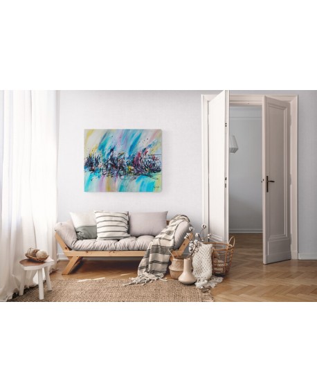 tableau abstrait coloré grand format